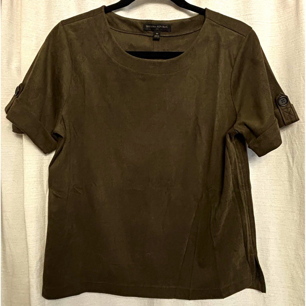 Banana Republic Women's Faux Suede Olive Pullover Top, M